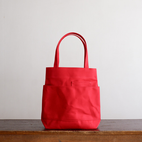 ダブルポケットトート 赤 / 8号帆布 トートバッグ aoya bags