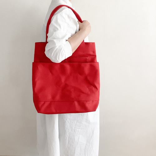 ダブルポケットトート 赤 / 8号帆布 トートバッグ aoya bags 通販