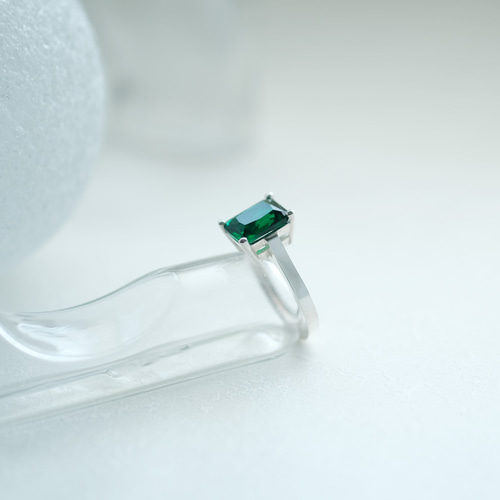 エメラルド スクエア リング シルバー925 指輪・リング Cloudjewelry