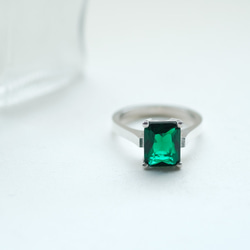 エメラルド スクエア リング シルバー925 指輪・リング Cloudjewelry