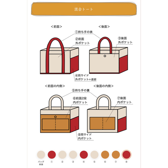 「混合手提包」通勤尺寸「蘑菇x峽谷紅x峽谷棕色」/倉敷帆布尺寸8 [客製化] 第8張的照片