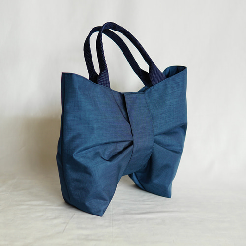 ナイロンのリボンミニトートバッグ【ネイビー】 トートバッグ Team