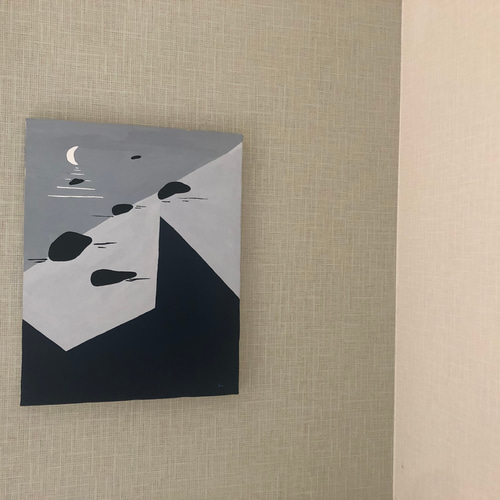 アクリル画　ひかるせかい。空の思い出　F6号キャンバス アクリル画 ひかる。金の遊 S0号キャンバス 小さなアート 真四角