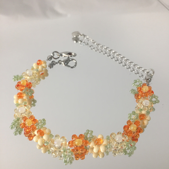 最旬トレンドパンツ 花 オレンジ ビーズ 通販 Luluchen ブレスレット ブレスレット アクセサリー