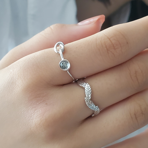 ルチルクォーツ結びリングRS-221、華奢天然石リング、重ね付けにお