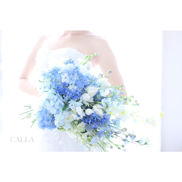 《1点物》Delphinium Clutch Bouquet  ブートニア付 2枚目の画像