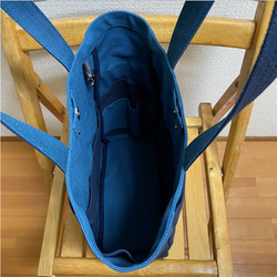 「Box Tote」垂直通勤「礦物藍 x 海軍藍」/倉敷帆布 8 號 [客製化] 第4張的照片