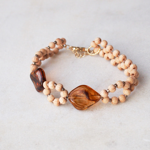 ナチュラルウッド＊べっ甲ビーズブレスレット ブレスレット conoca  