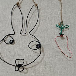 変顔ウサギ　流木&ワイヤークラフト壁飾り 3枚目の画像