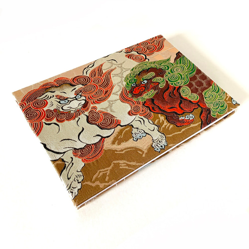 狛犬〜獅子』 金襴織物御朱印帳 見開き御朱印帳 B5サイズ 邪気