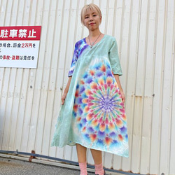 紮染長裙 Hippies Dye 最新作品 Fantastic large mandala in cool colors HD1 第4張的照片