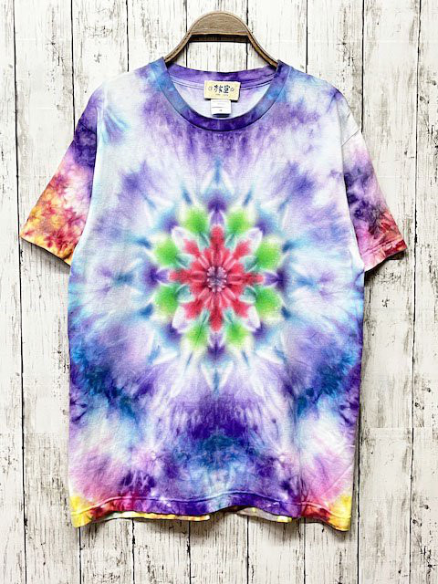 KROI タイダイ Tシャツ Mサイズ タイダイ染め Tシャツ XLサイズ 曼荼羅 薄浅葱色 Hippies Dye