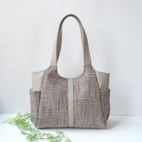 インポート秋色モールツィード生地＆PVCレザーの大人のA4も入る  