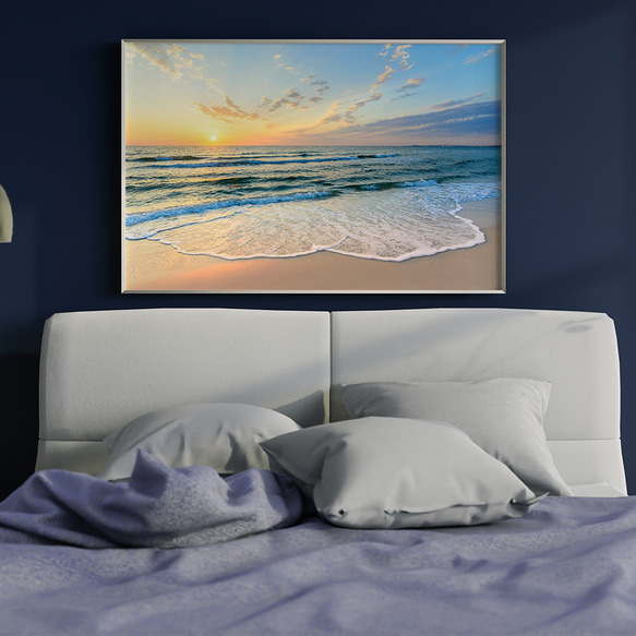 アートポスター 穏やかな波と夕日 ビーチ風景の癒しインテリア 4265 4枚目の画像