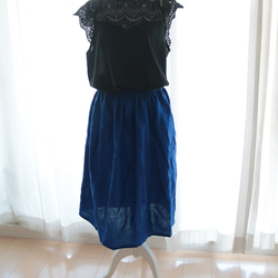 リネン１００％　美スタイル　ギャザースカート　【 color：舞踏会の夜 】 2枚目の画像