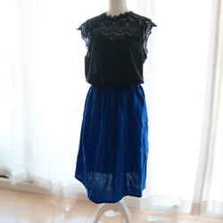 リネン１００％　美スタイル　ギャザースカート　【 color：舞踏会の夜 】 3枚目の画像