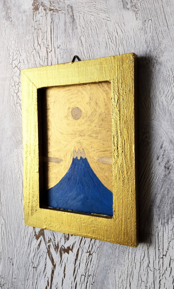 「富士山」風水絵画・原画・油彩画・壁掛け・独立スタンド付き 2枚目の画像