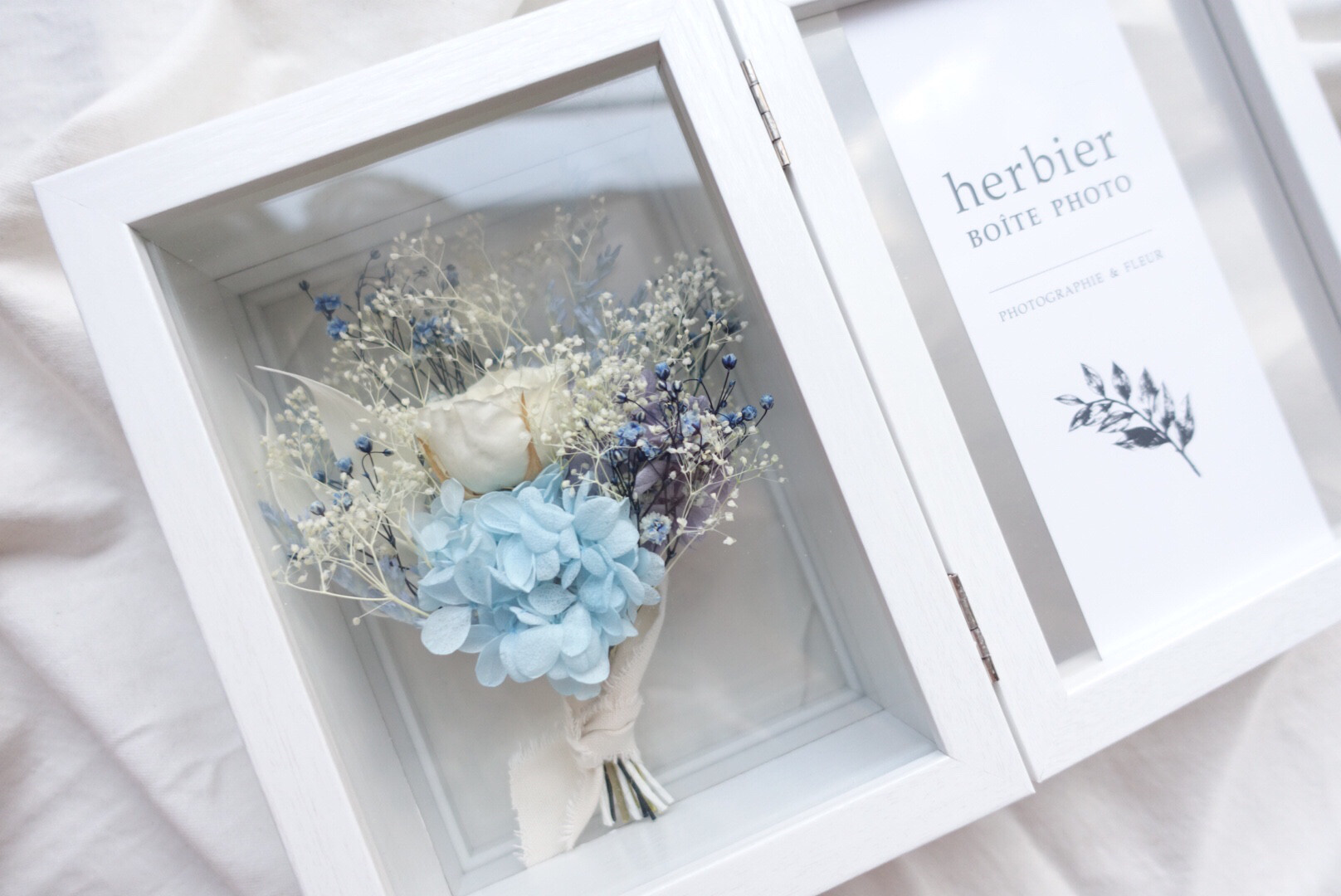 プリザーブドフラワーブーケ写真立て 2Lサイズ/ブルー