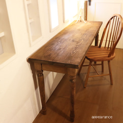 カフェ用W850シャビー調レトロ　ろくろ足　カウンターテーブル アンティーク風ダイニングテーブル・木足　テーブル 3枚目の画像