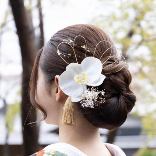 本物みたい 上品 胡蝶蘭 【増量可】 選べる小物 髪飾り 結婚式 成人式