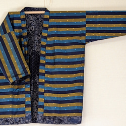 Creema限定　着物生地を使ったリバーシブルでも着れる半纏です。裏も表も絹生地で軽い。両方楽しめます。贈り物に! 5枚目の画像