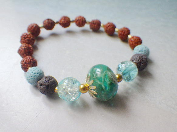 Under the Sea＊ Lava Stone Diffuser Bracelet　ルドラクシャ☆アロマブレスレット 10枚目の画像