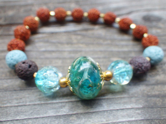 Under the Sea * Lava Stone Diffuser Bracelet Rudraksha ☆ Aroma B 第7張的照片