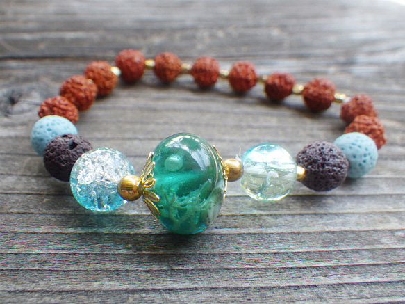 Under the Sea＊ Lava Stone Diffuser Bracelet　ルドラクシャ☆アロマブレスレット 3枚目の画像