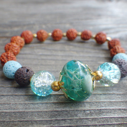 Under the Sea * Lava Stone Diffuser Bracelet Rudraksha ☆ Aroma B 第4張的照片