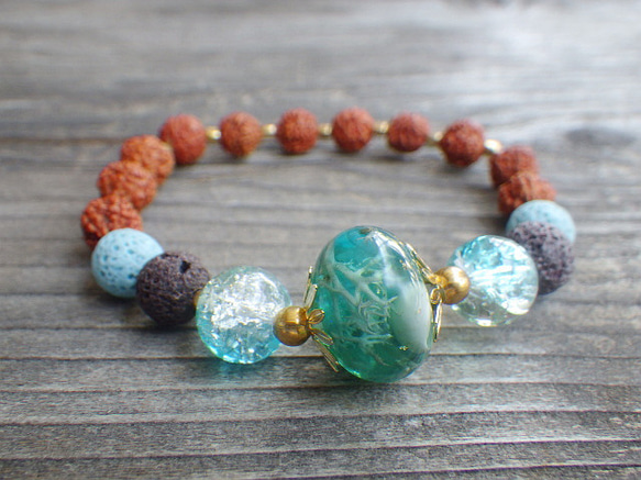 Under the Sea * Lava Stone Diffuser Bracelet Rudraksha ☆ Aroma B 第4張的照片