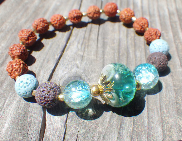 Under the Sea * Lava Stone Diffuser Bracelet Rudraksha ☆ Aroma B 第2張的照片