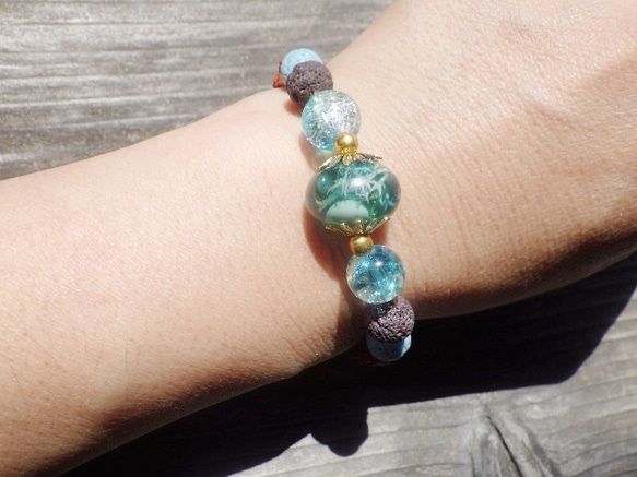 Under the Sea＊ Lava Stone Diffuser Bracelet　ルドラクシャ☆アロマブレスレット 5枚目の画像