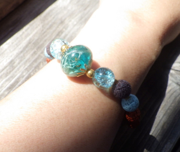 Under the Sea＊ Lava Stone Diffuser Bracelet　ルドラクシャ☆アロマブレスレット 6枚目の画像