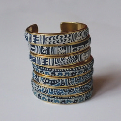 真鍮藍染古布ブレスレットカップル日本式レトロな手環 3枚目の画像