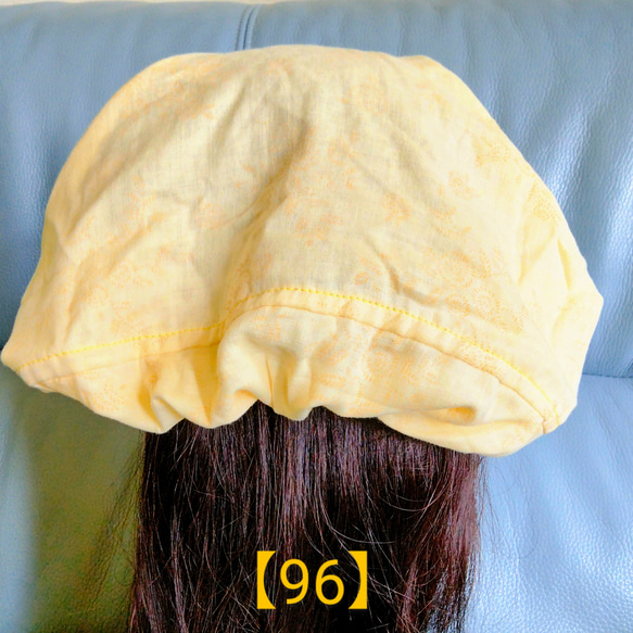 【96】医療帽子　ケア帽子　バンダナキャップ　室内帽子　治療帽子〈ネーブル　イエロー　黄色　ダブルガーゼ〉#新作2024 3枚目の画像