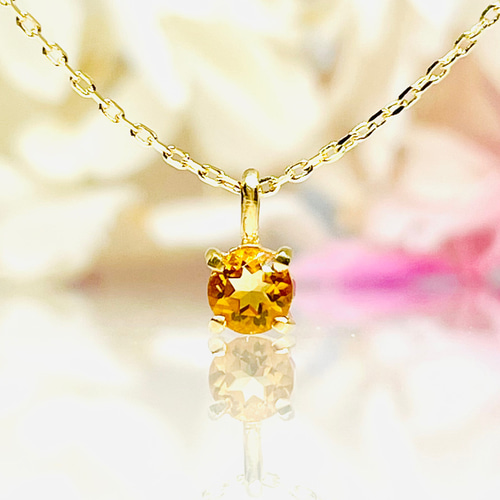 K10・K18・Pt(10金・18金・プラチナ)高品質シトリンのネックレス【セミ  