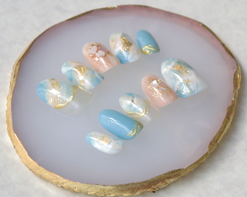 ネイルチップ ⸜❤︎⸝‍ No.14 天然石ネイル ニュアンスネイル