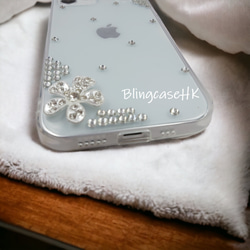 送料無料 キラキラ ラインストーン iPhone 15 全機種対応 Samsung S24 ケース クリア スマホケース 6枚目の画像