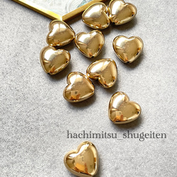 837】ぷっくり ハート ビーズ☆ゴールド☆8個☆カスタムボールペン