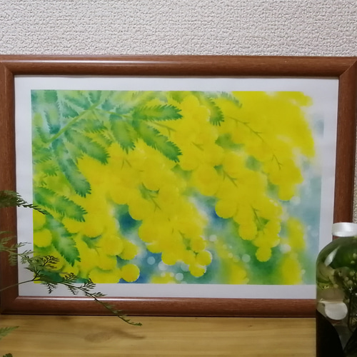 パステル画『ミモザ』お部屋を彩るパステルアート ポスターです