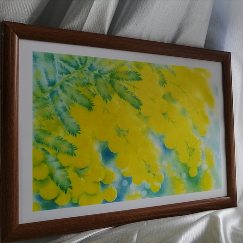 パステル画『ミモザ』お部屋を彩るパステルアート ポスターです