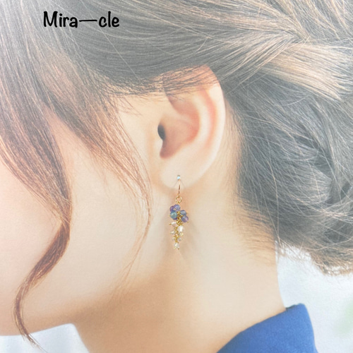 中華のおせち贈り物 14kgf☆天然石【フローライト×ラブラドライト】ピアス ～Mira ピアス