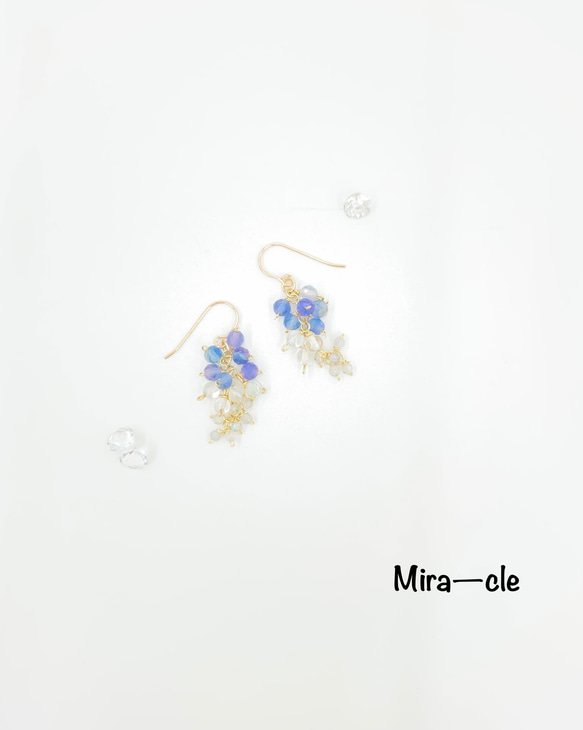 14kgf☆天然石【フローライト×ラブラドライト】ピアス ～Mira