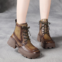 ♥秋冬手工新品♥女士真皮厚底鞋短靴22.5cm～25cm 2色#584 第15張的照片