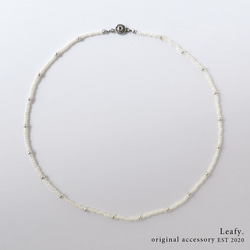 cute×white♡ビーズネックレス　白／シルバー／ビーズアクセサリー 2枚目の画像