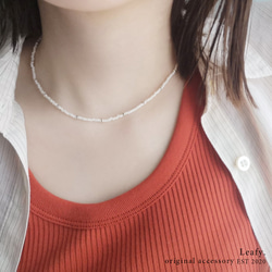 cute×white♡ビーズネックレス　白／シルバー／ビーズアクセサリー 3枚目の画像