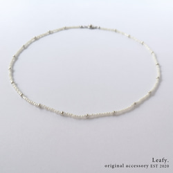 cute×white♡ビーズネックレス　白／シルバー／ビーズアクセサリー 5枚目の画像