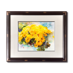 水彩画    額付き一点物 B5サイズ 額縁付 原画1点物 抽象画 水彩画 絵 花 アート 絵画