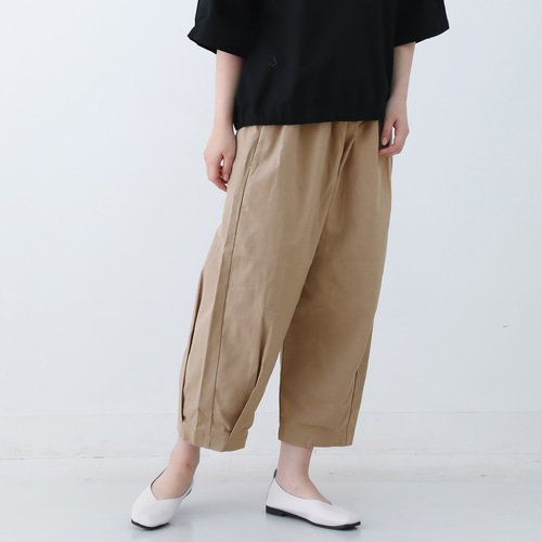 オーシバル　コットンリネンパンツ　ベージュ×ネイビー2本せット やわらかヴィンテージコットンリネンのキレイ目 バルーンパンツ