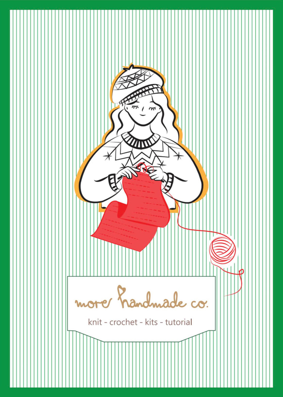 MHデザイン 編み物ポストカード 編み物ポストカード 画用紙 ベレー帽 セーター 女の子(スポット) 2枚目の画像